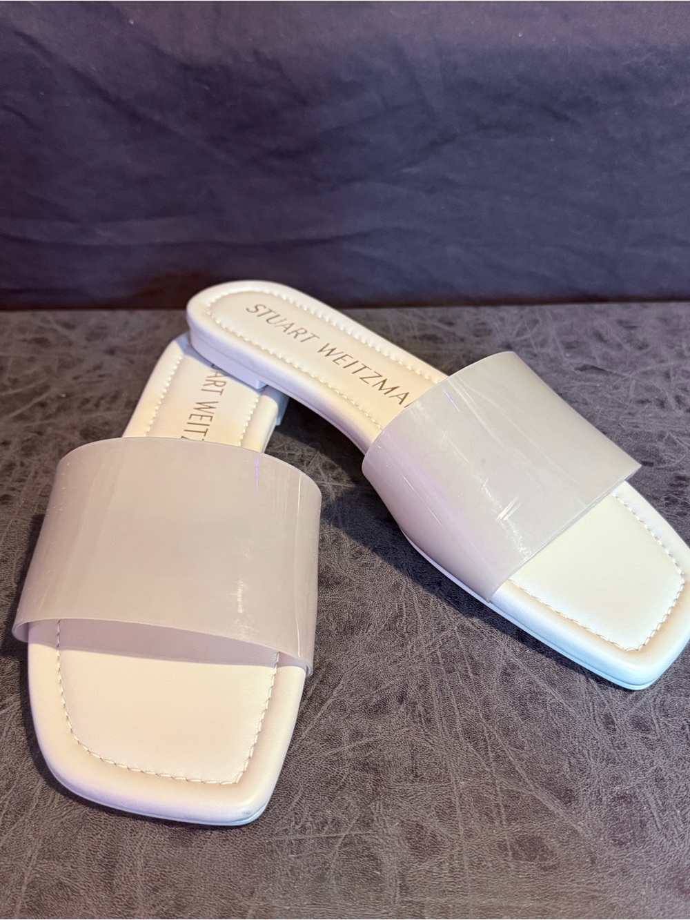 Stuart Weitzman PVC Summer Slide Sandals - Perla - 6.5